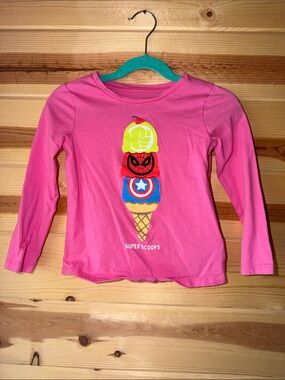 Marvel Kids Pink Long Sleeve 'Super Scoops' Graphic Tee